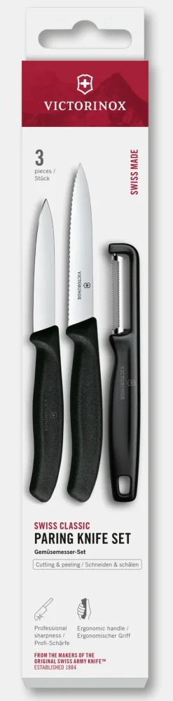 Swiss Classic Gemüsemesser-Set mit geradem Schäler, 3-teilig